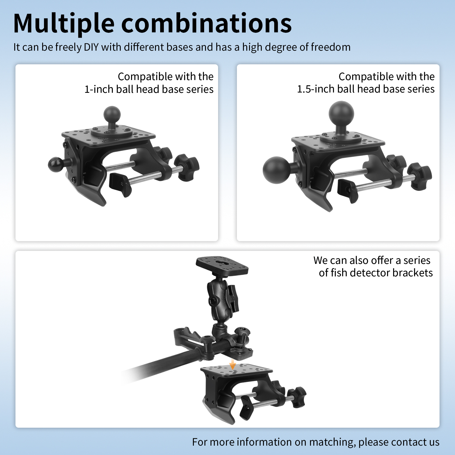 VINmounts Heavy Duty U-Clamp Mount Base for Tubes and Rails, No-Drill Adjustable Pipe Mount for Fish Finders, Tablet Holders, Monitors, Marine Electronics and Industrial Displays VIN-U-03