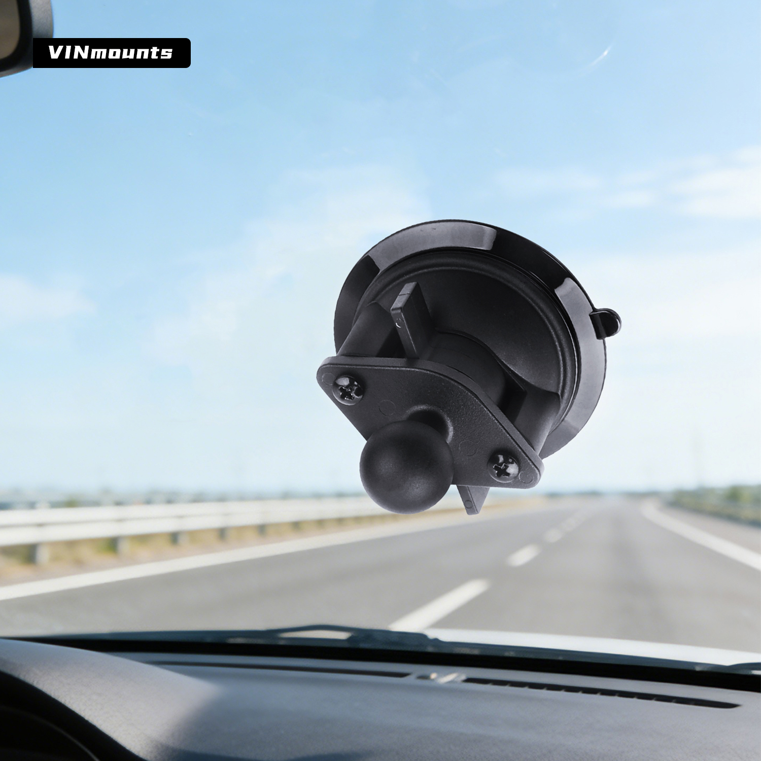VINmounts Heavy Duty Single Suction Cup Mount with 1" Ball, Reinforced Nylon Vacuum Suction Base for Car Phone Holders, Windshield, Glass and Smooth Surfaces, Strong Hold, VIN-XP-03-1L