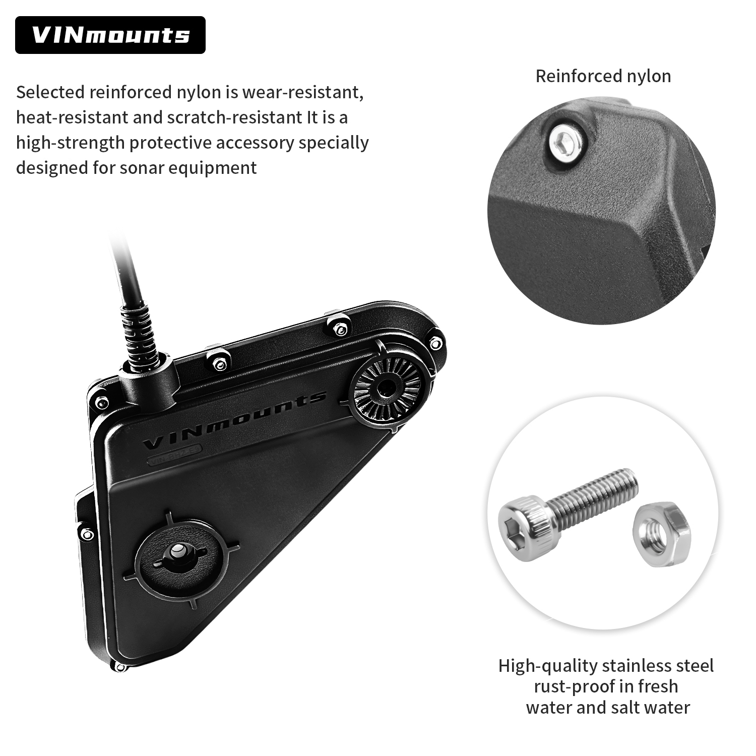 VINmounts Transducer Cover for Lowrance Eagle Eye 9, Heavy-Duty Composite Nylon Fish Finder Protective Case, Weather-Resistant Sonar Transducer Guard with Easy Installation, VIN-BHZ-E9