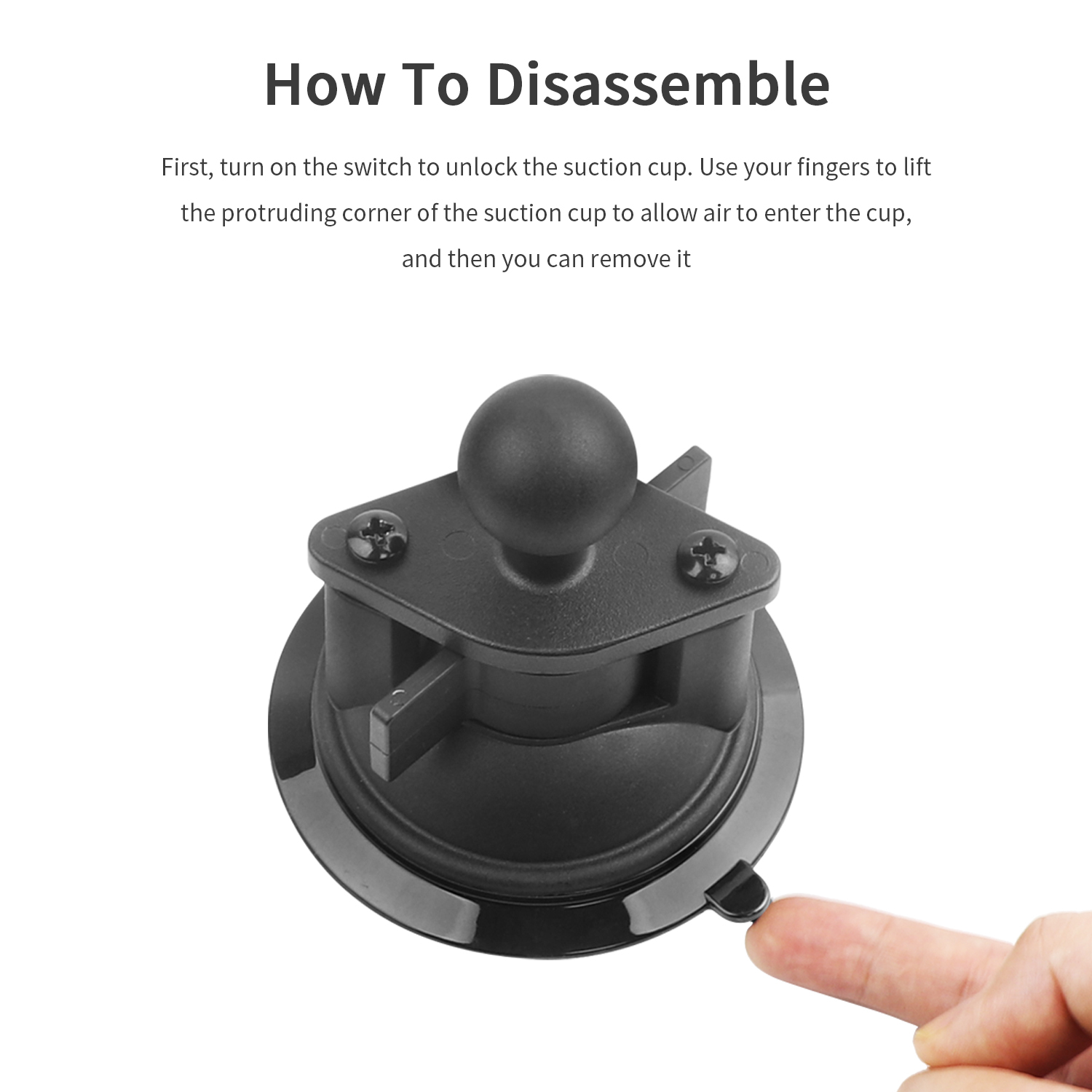 VINmounts Heavy Duty Single Suction Cup Mount with 1" Ball, Reinforced Nylon Vacuum Suction Base for Car Phone Holders, Windshield, Glass and Smooth Surfaces, Strong Hold, VIN-XP-03-1L