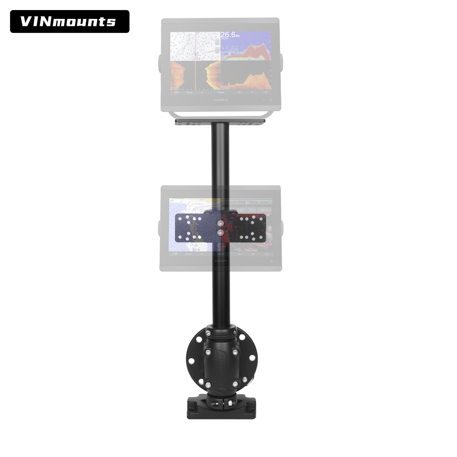 VINmounts Dual Boat Fish Finder Mount, Rotatable Display Pillar Bracket, Knockdown Design VIN-SZLZ500-XZ01