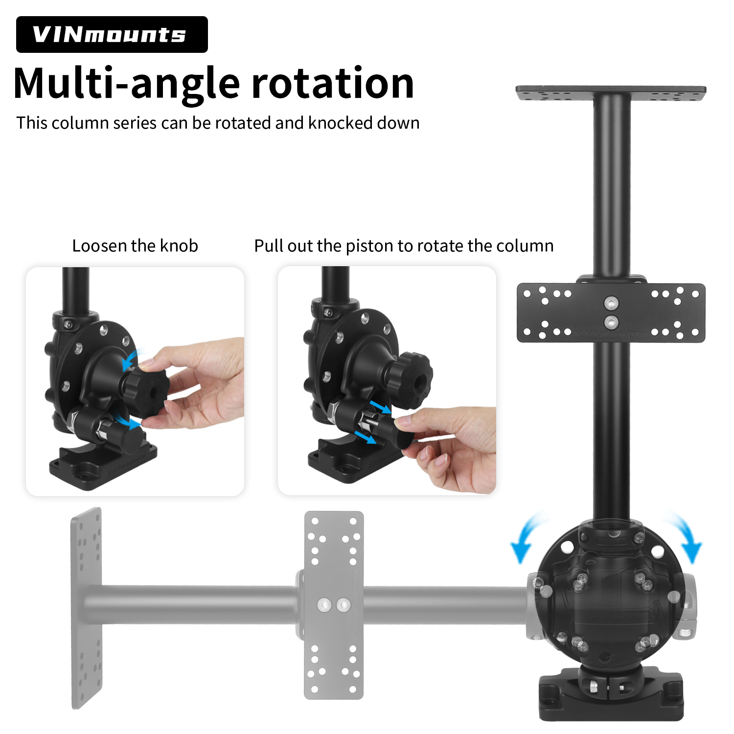 VINmounts Dual Boat Fish Finder Mount, Rotatable Display Pillar Bracket, Knockdown Design VIN-SZLZ500-XZ01