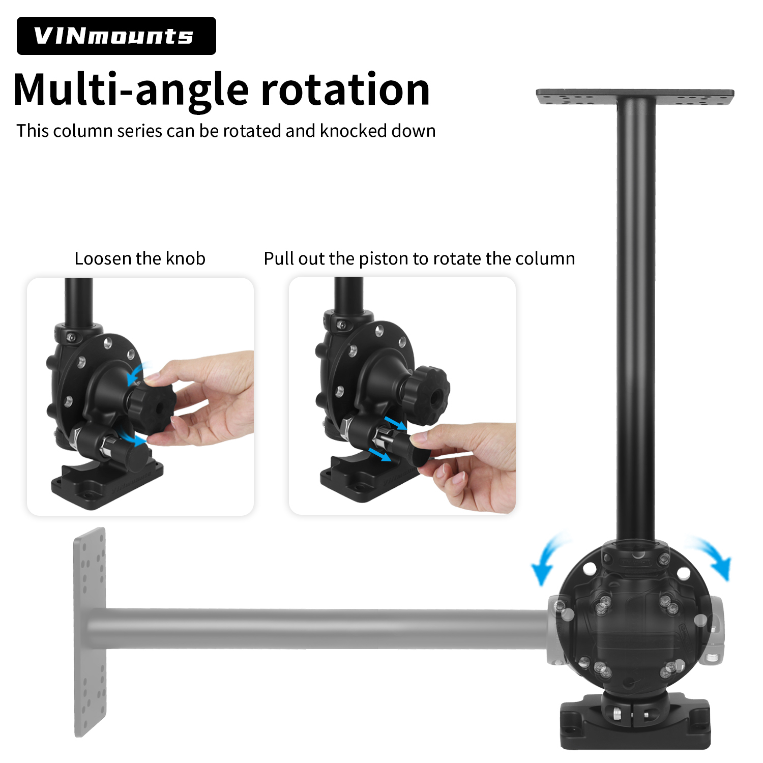 VINmounts Fish Finder Display Mount Rotatable Foldable Pillar Stand Bracket VIN-LZ500-007-XZ