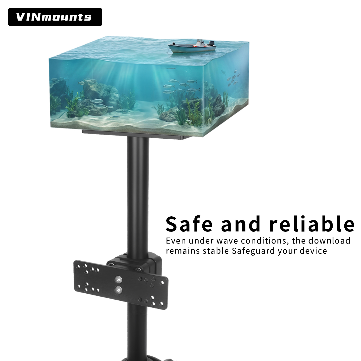 VINmounts Dual Boat Fish Finder Mount, Rotatable Display Pillar Bracket, Knockdown Design VIN-SZLZ500-XZ01