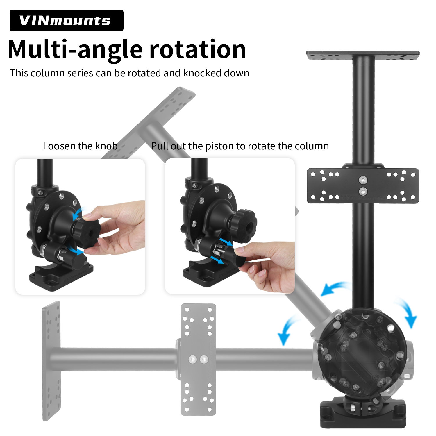 VINmounts Dual Boat Fish Finder Mount, Rotatable Display Pillar Bracket, Knockdown Design VIN-SZLZ500-XZ01