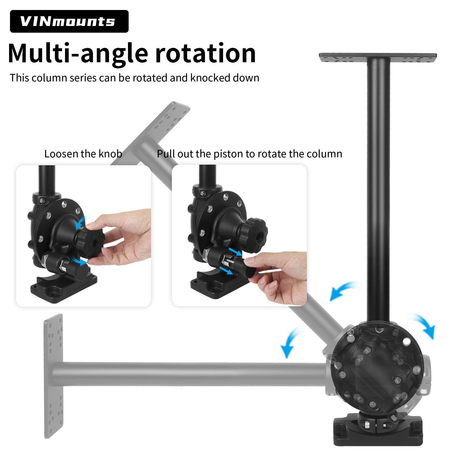 VINmounts Fish Finder Display Mount Rotatable Foldable Pillar Stand Bracket VIN-LZ500-007-XZ