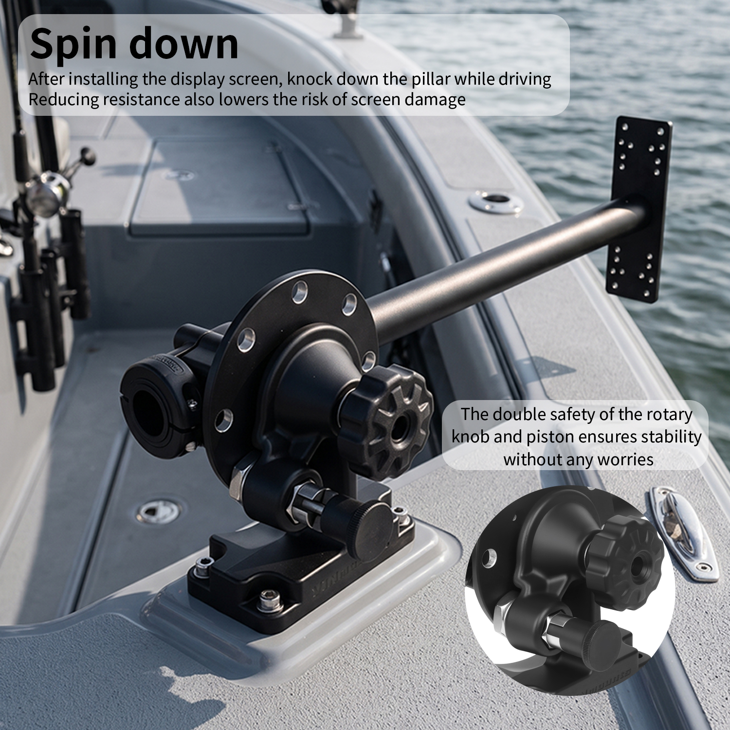 VINmounts Fish Finder Display Mount Rotatable Foldable Pillar Stand Bracket VIN-LZ500-007-XZ
