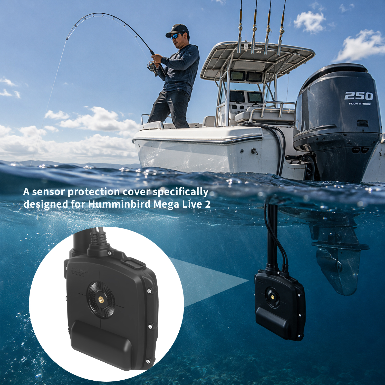 VINmounts Reinforced Nylon Transducer Protective Cover for Humminbird  MEGA LIVE2 Heavy Duty Sonar Guard VIN-BHZ-LIVE2