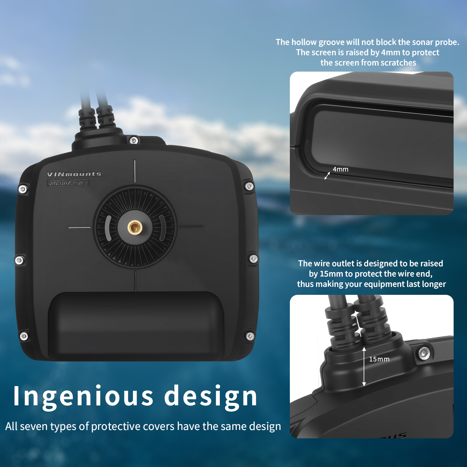 VINmounts Reinforced Nylon Transducer Protective Cover for Humminbird  MEGA LIVE2 Heavy Duty Sonar Guard VIN-BHZ-LIVE2