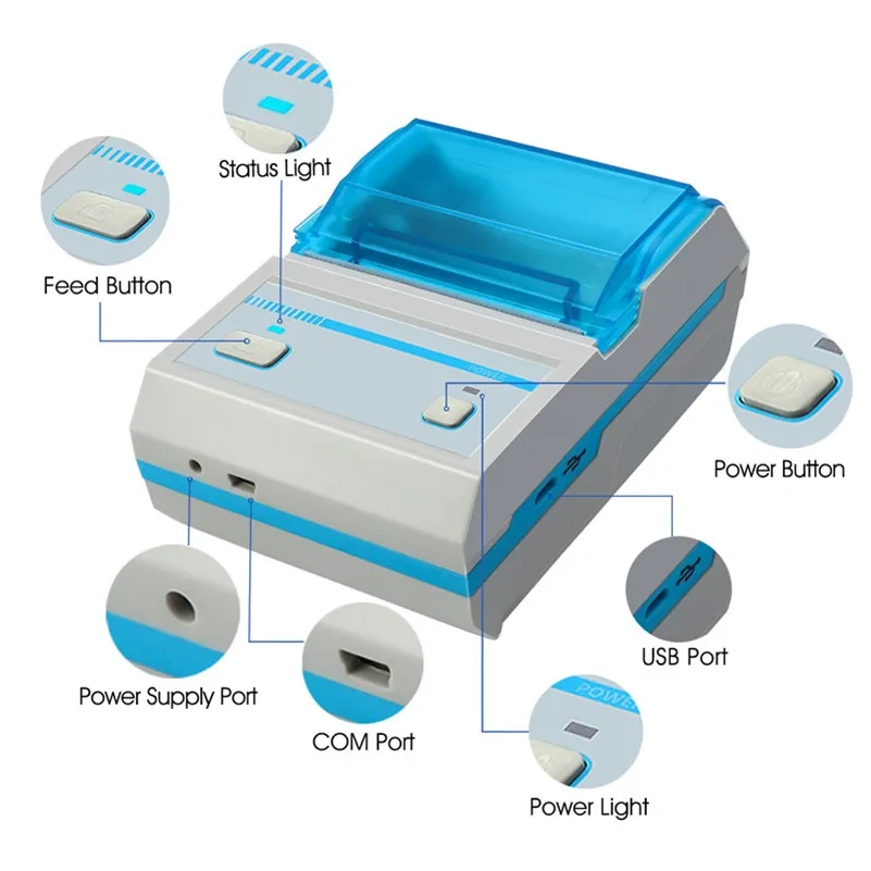 Mini Portable 58mm Bluetooth Barcode Label Printer With Battery Rechargeable High Quality P16L