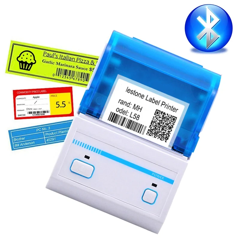 Mini Portable 58mm Bluetooth Barcode Label Printer With Battery Rechargeable High Quality P16L
