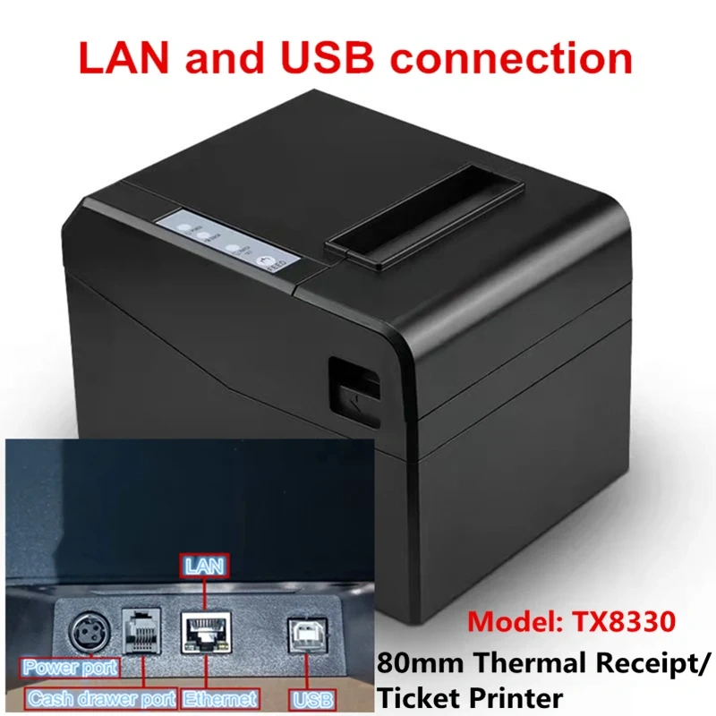 Wholesale Brand New High Quality Receipt Printer 80mm Small Ticket Bill Print Automatic Cutting Machine