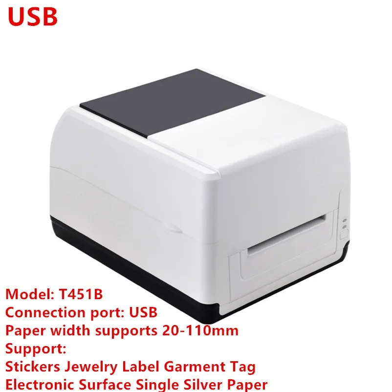 Brand New Thermal Transfer Printer Support 108mm Wide Stickers Jewelry Label Garment Tag Electronic Surface Single Silver Paper