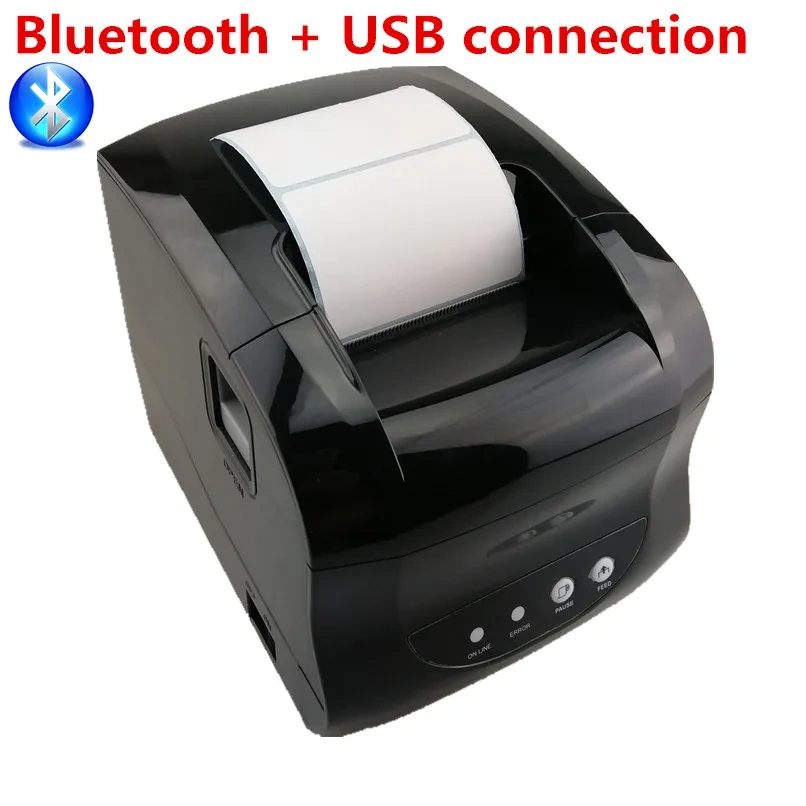 365B Thermal Sticker Label Barcode POS Printer Support 20-80mm Width QR Code Receipt  Bill Print USB Or Bluetooth Connection