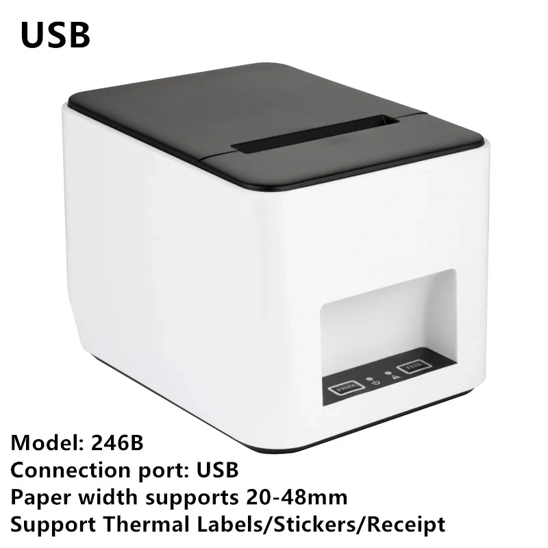 XP-360B Label Barcode Printer Support 20-80mm Width QR Code LOGO Thermal Sticker Receipt Print