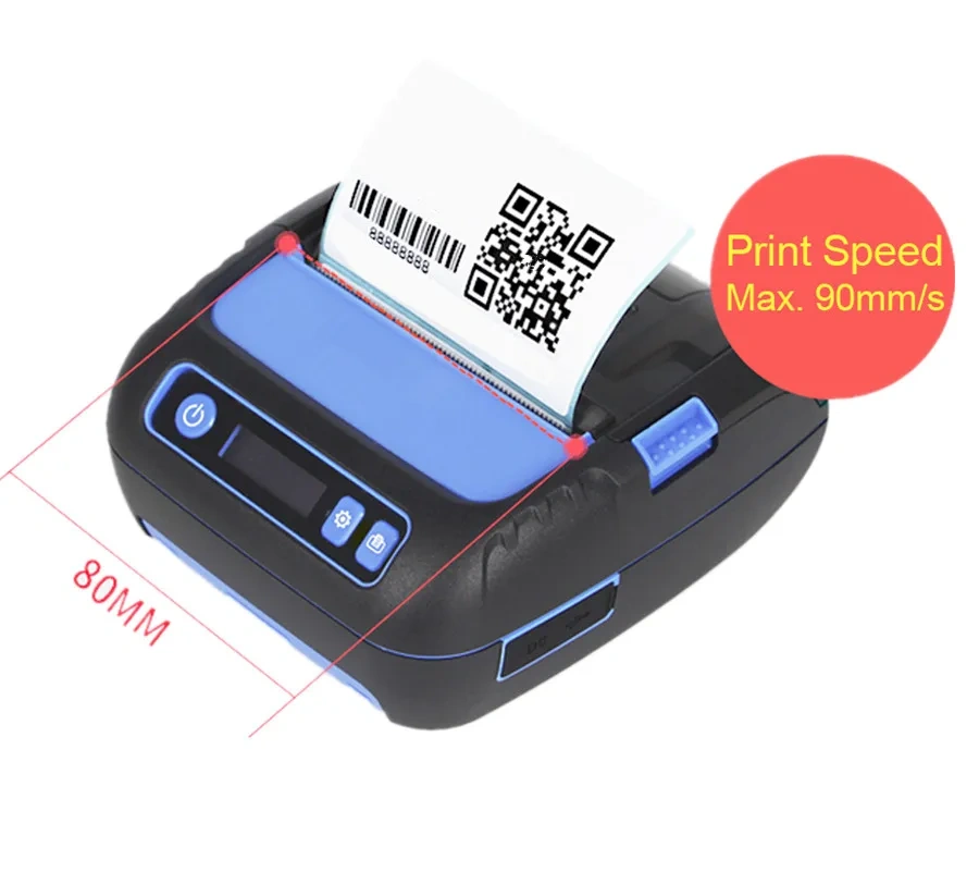 80mm Bluetooth Portable Sticker Label Barcode Printer Drop Resistance Receipt Bill Print With Battery Rechargeable