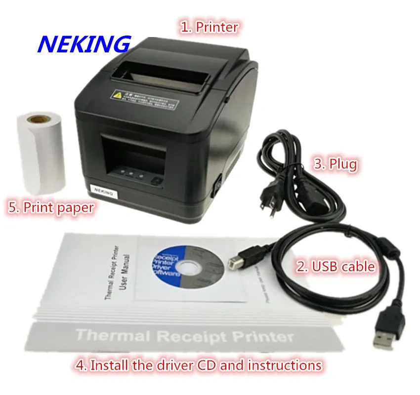 Wholesale Brand New Pos Printer 80mm Thermal Bill Receipt Small Ticket Barcode Print Automatic Cutting High Quality