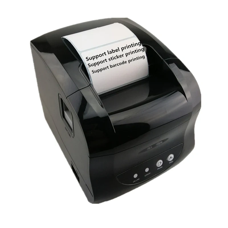 365B Thermal Sticker Label Barcode POS Printer Support 20-80mm Width QR Code Receipt  Bill Print USB Or Bluetooth Connection