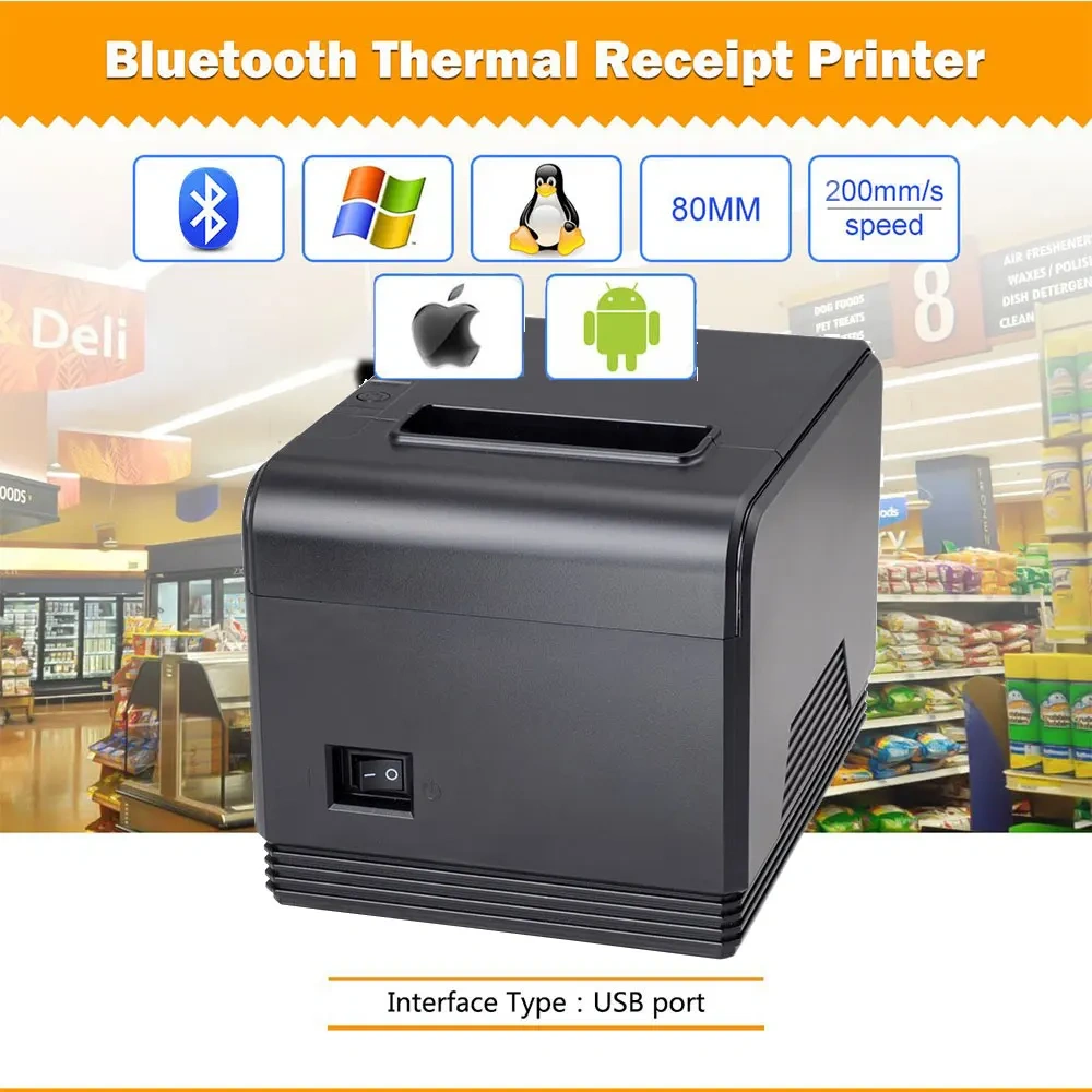 Wholesale 80mm Thermal Bluetooth Printer High Quality Receipt Small Ticket Barcode POS Print Appearance Fashion Have Automatic C