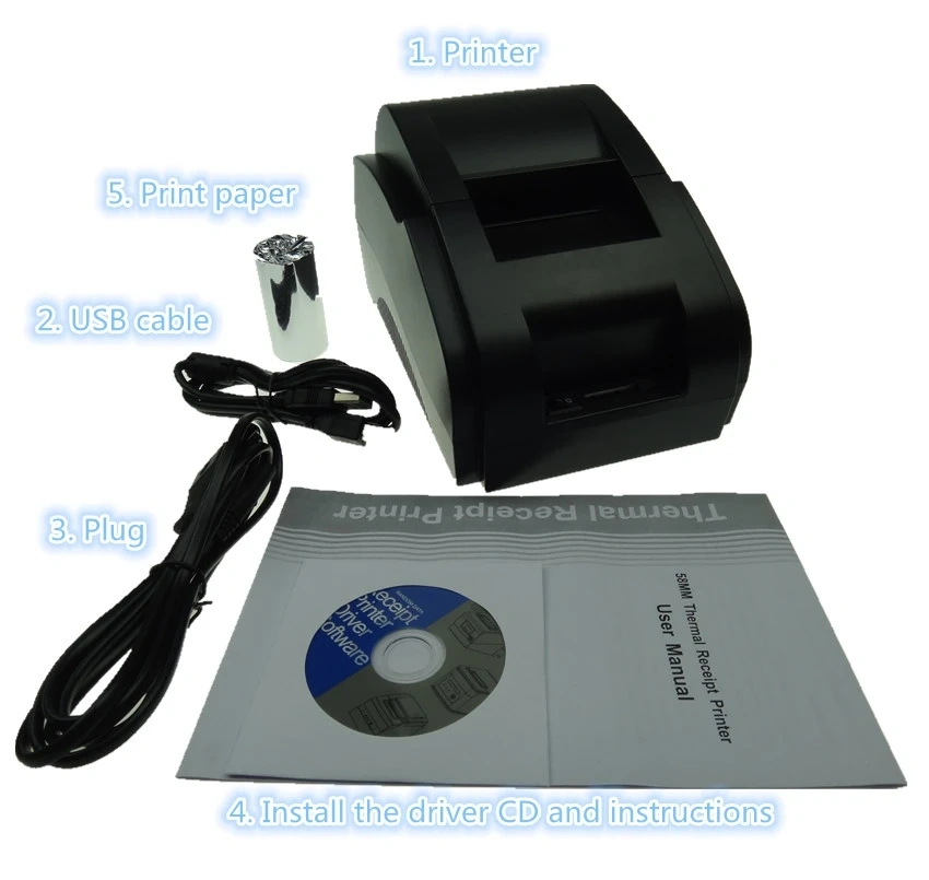 High Quality 58mm Receipt Bill Printer Thermal Pos Bluetooth USB Print Retail Store Supermarket Use