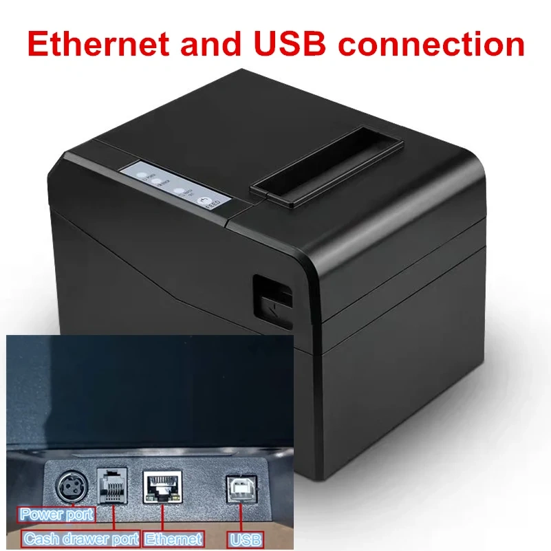 High Quality 80mm Receipt Printers Thermal Bill Print Speed Very Fast Possess Have Network And USB Two Port Automatic Cutter