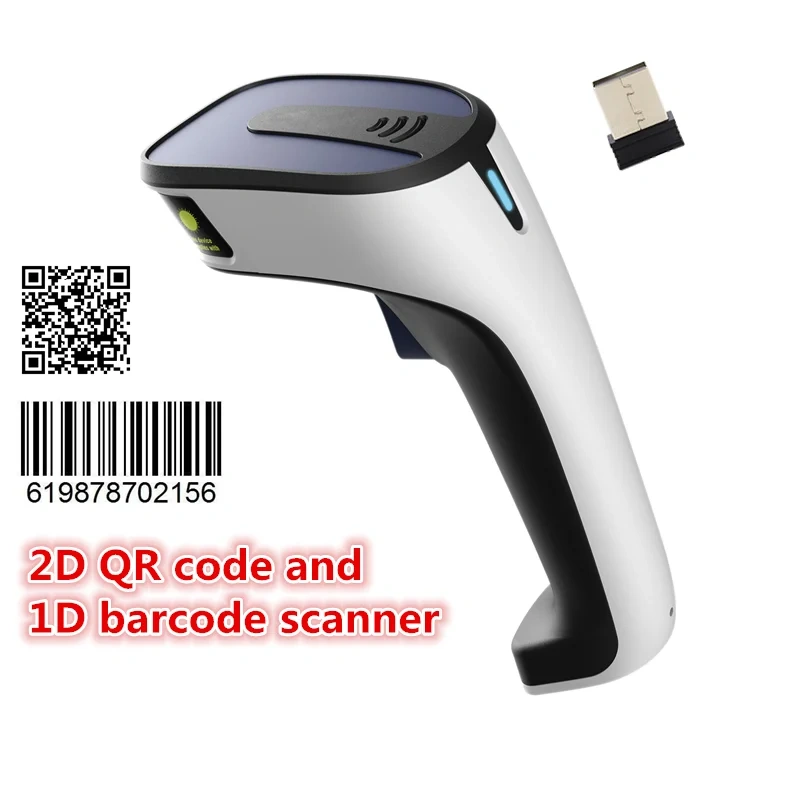 Wireless Red Light Scanner Bar Code QR Scan Gun 1D 2D With Built In Battery High Speed Decoding