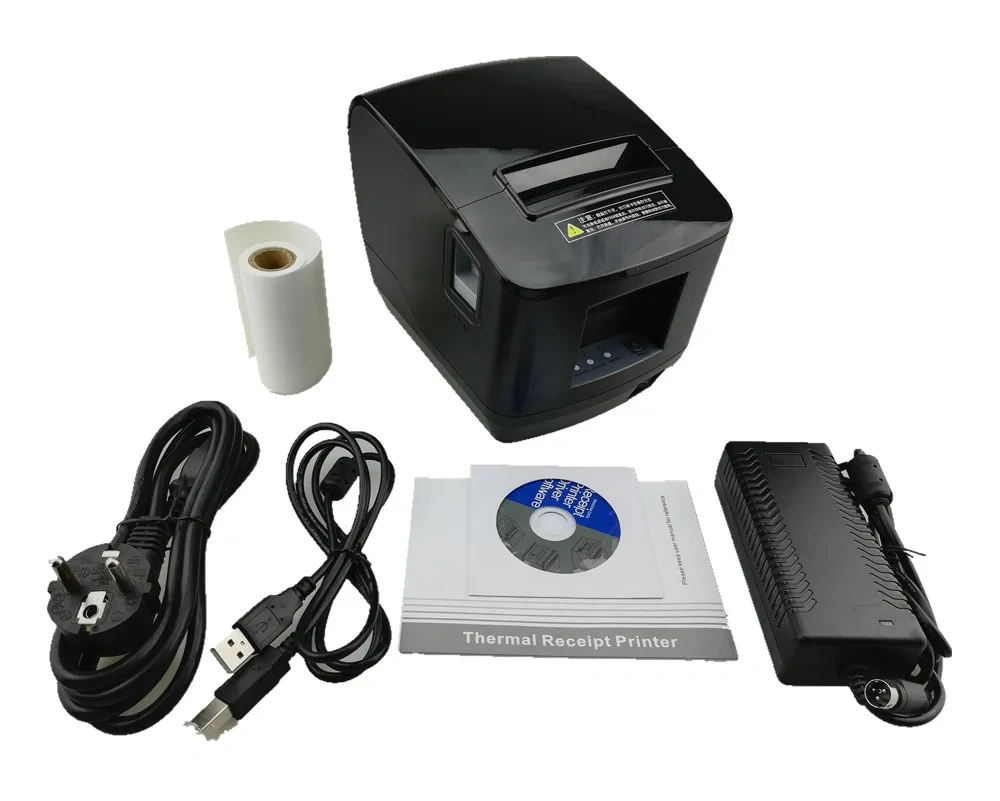 High Quality 80mm Thermal Receipt Printer Supermarket Retail Store Bill Print Automatic Cutting With USB+LAN Two Ports