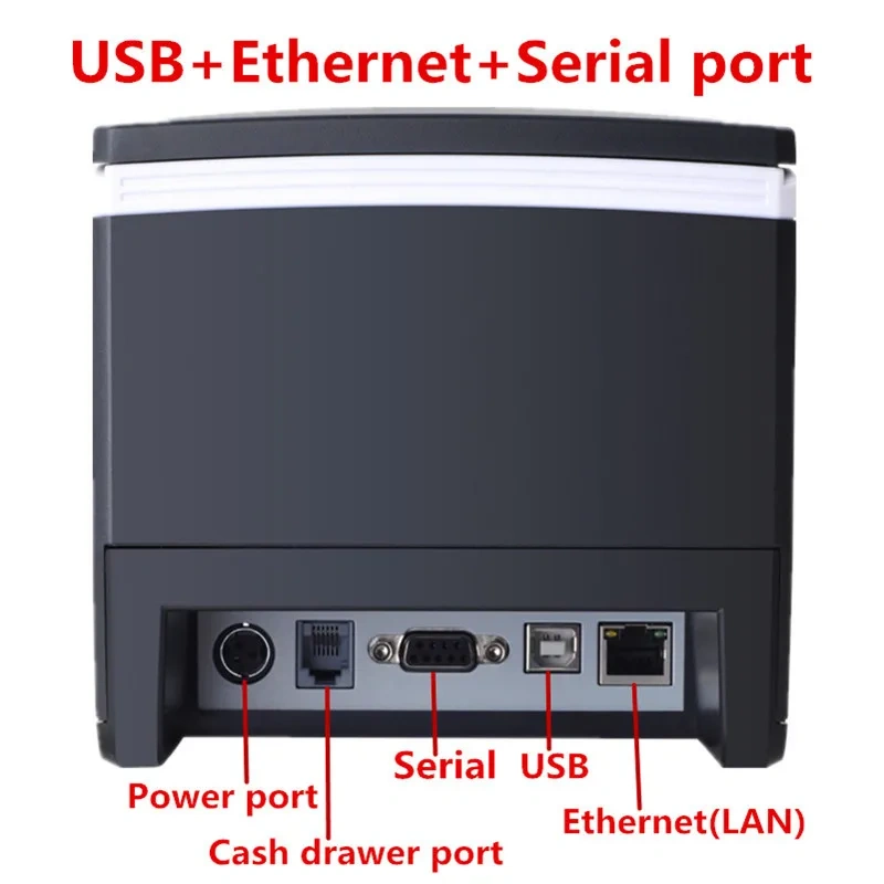 Fashion 80mm Width Thermal Receipt Printer Bill Print Automatic Cutting Simultaneously Has USB LAN Serial Port