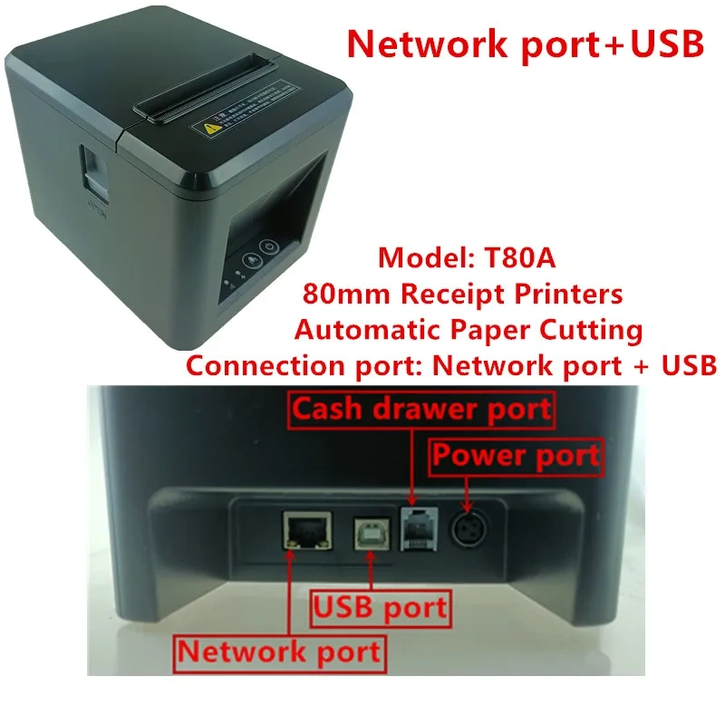 High Quality 80mm Thermal Bill Receipt Printer Automatic Cutting Machine Printing Speed Fast 200mm/Second
