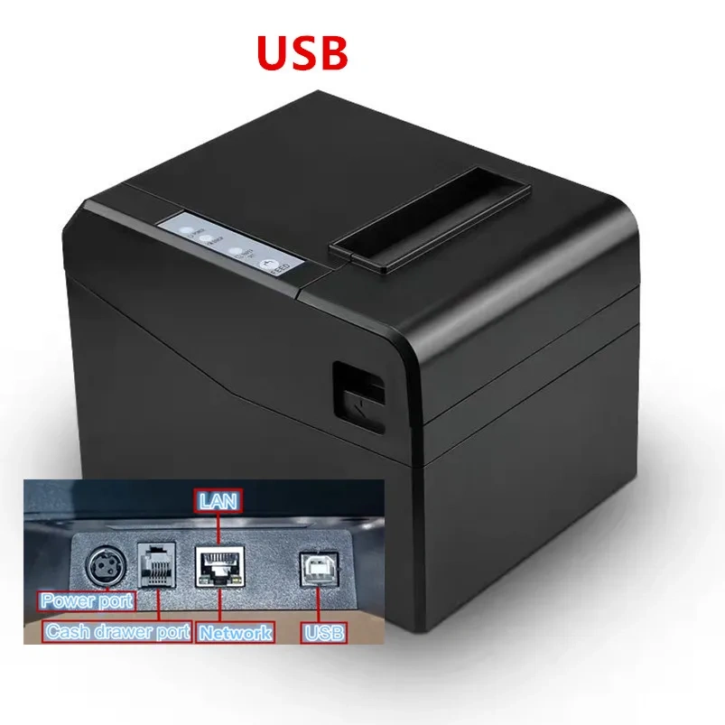 2022 New 80mm Thermal Receipt Printer Supermarket Retail Store Bill Print Automatic Cutting With USB And LAN Two Ports
