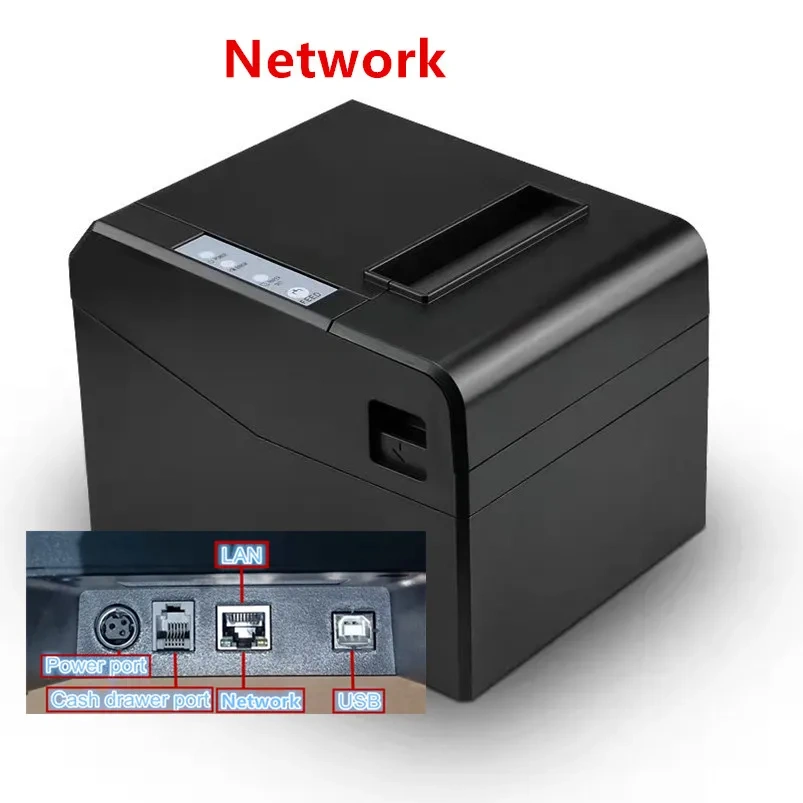 2022 New 80mm Thermal Receipt Printer Supermarket Retail Store Bill Print Automatic Cutting With USB And LAN Two Ports
