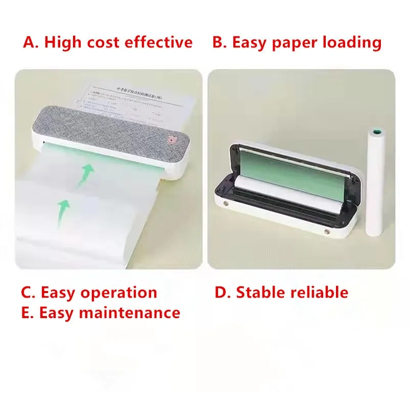 A4 210mm Receipt Label Stickers Bluetooth Printer Thermal Bill Small Ticket Barcode QR LOGO Image Print Long Standby Time