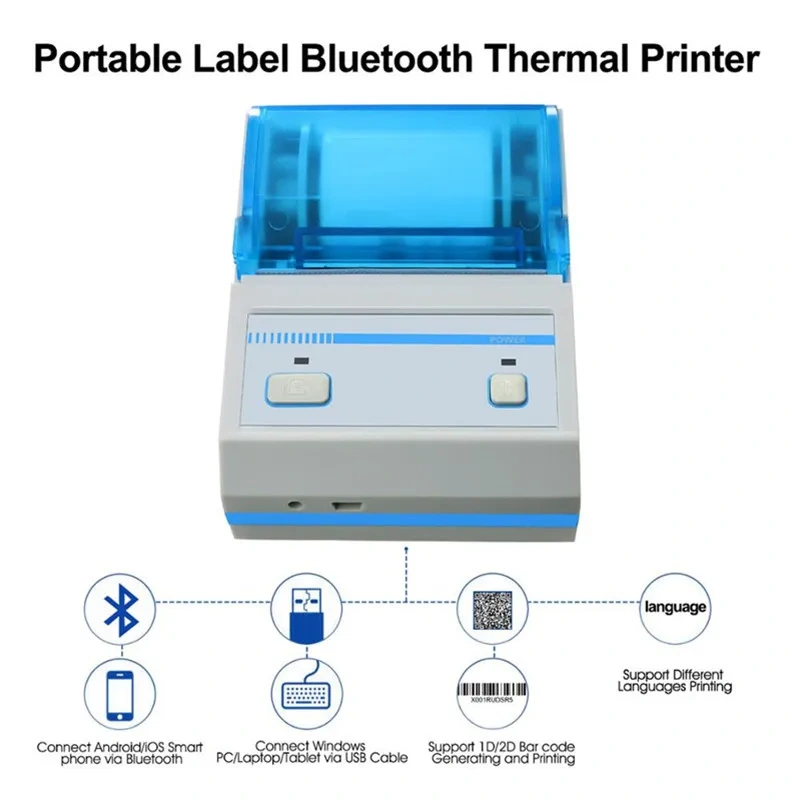 Mini Portable 58mm Bluetooth Barcode Label Printer With Battery Rechargeable High Quality P16L