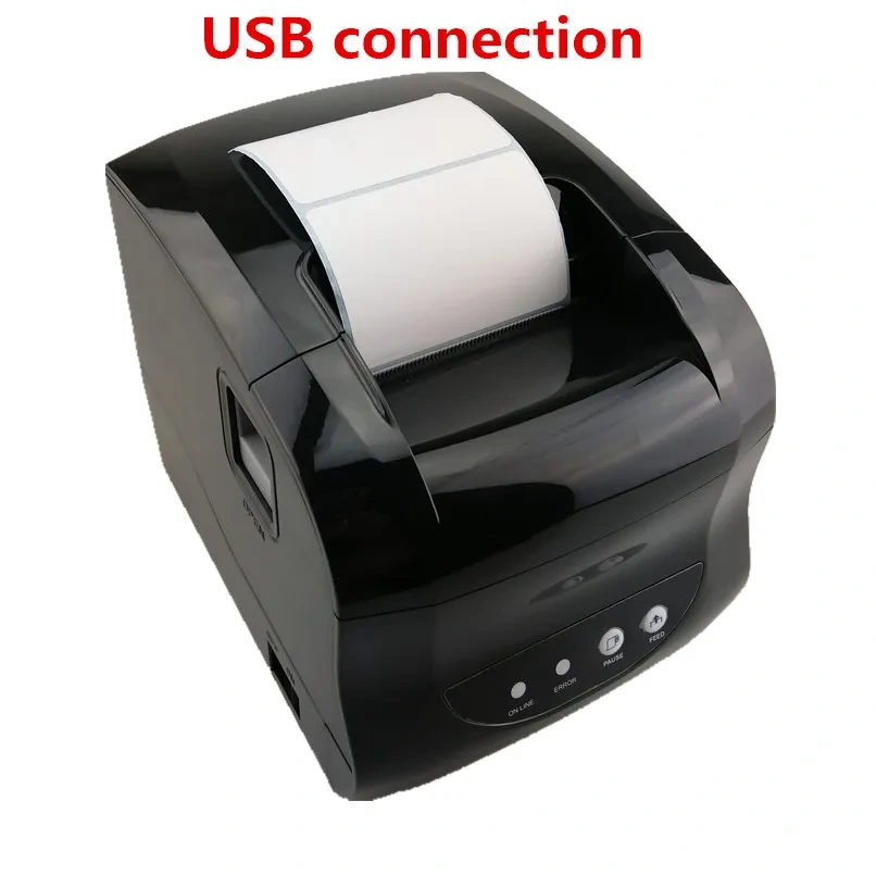365B Thermal Sticker Label Barcode POS Printer Support 20-80mm Width QR Code Receipt  Bill Print USB Or Bluetooth Connection