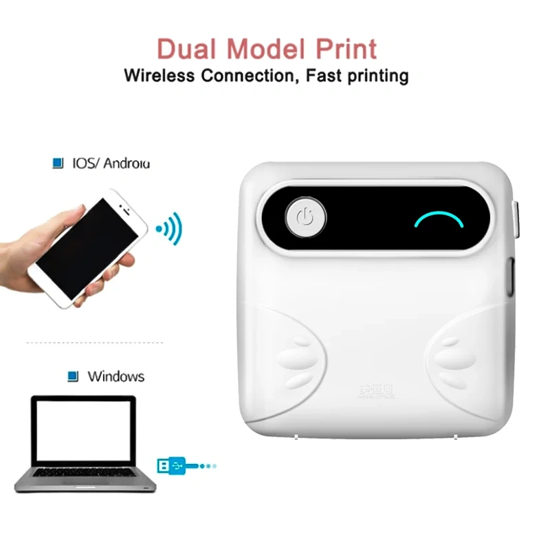 Fashion Mini 58mm Receipt Bill Bluetooth Printer Portable Homework Topic Message Note Print With Battery Rechargeable
