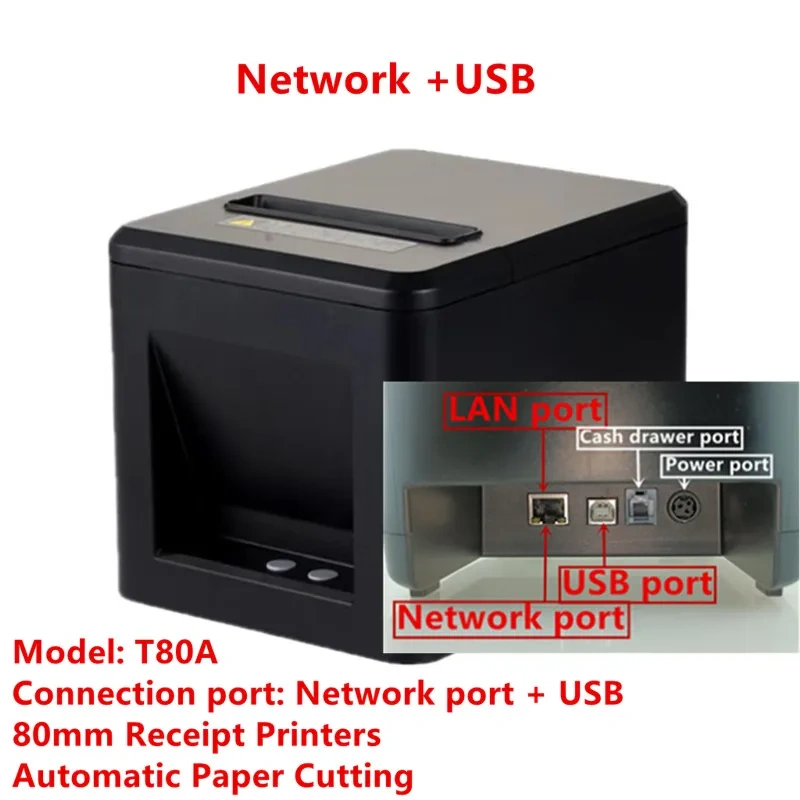 High Quality 80mm Thermal Bill Receipt Printer Automatic Cutting Machine Printing Speed Fast 200mm/Second