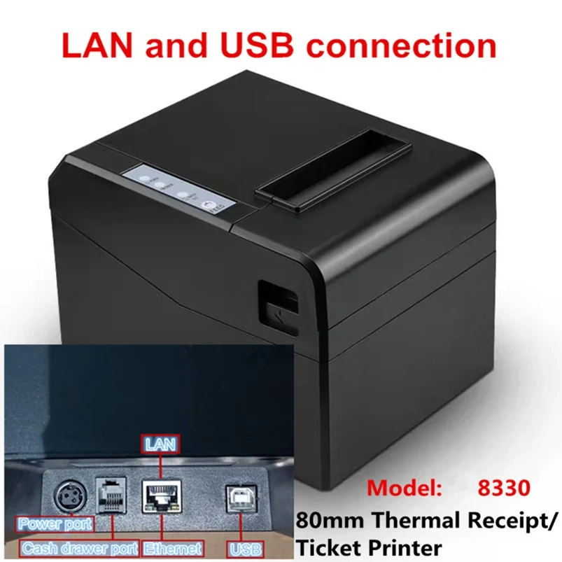 Wholesale Pos Printer 80mm Thermal Receipt Small Ticket Barcode Print Automatic Cutting Machine High Quality