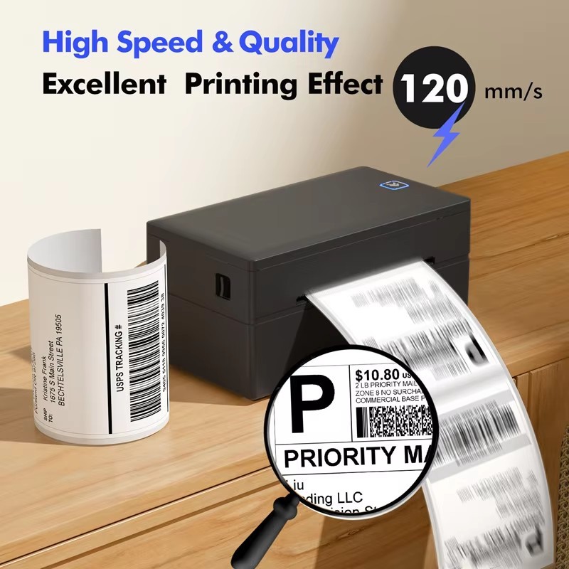 4 Inch Bluetooth Thermal Label Printer Wireless Small Shipping Label Printer 4x6 Compatible with iPhone Android Mac OS Window
