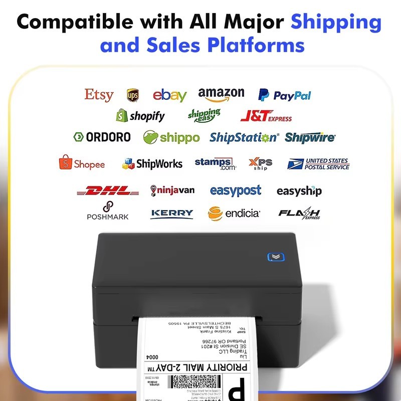4 Inch Bluetooth Thermal Label Printer Wireless Small Shipping Label Printer 4x6 Compatible with iPhone Android Mac OS Window