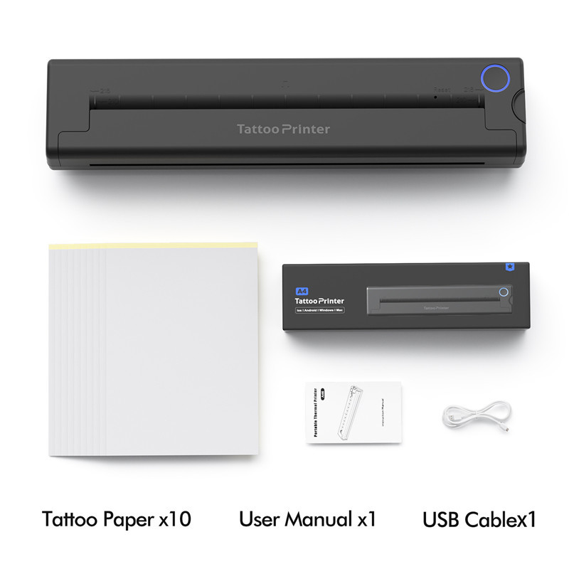 NEKING Tattoo Stencil Printer, A46 Wireless Thermal Tattoo Printer with 10pcs Transfer Paper, Compatible with Phone/Tablet/PC, Tattoo Supplies for Tattoo Artists & Beginners, Black