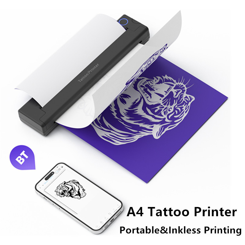 NEKING Tattoo Stencil Printer, A46 Wireless Thermal Tattoo Printer with 10pcs Transfer Paper, Compatible with Phone/Tablet/PC, Tattoo Supplies for Tattoo Artists & Beginners, Black