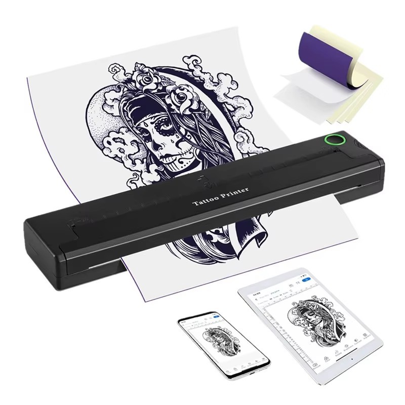 NEKING Tattoo Stencil Printer A46, Wireless Thermal Tattoo Printer with 10 Transfer Papers, Compatible with Android and iOS Phone/Tablet & PC, Tattoo Printers for Tattoo Artists & Beginners (Black)