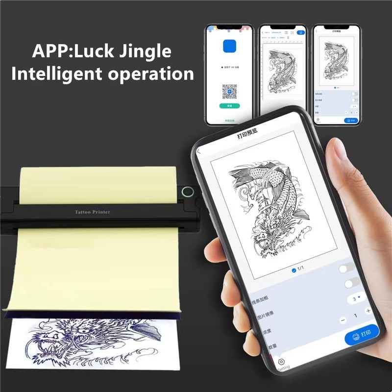 NEKING Tattoo Stencil Printer A46, Wireless Thermal Tattoo Printer with 10 Transfer Papers, Compatible with Android and iOS Phone/Tablet & PC, Tattoo Printers for Tattoo Artists & Beginners (Black)
