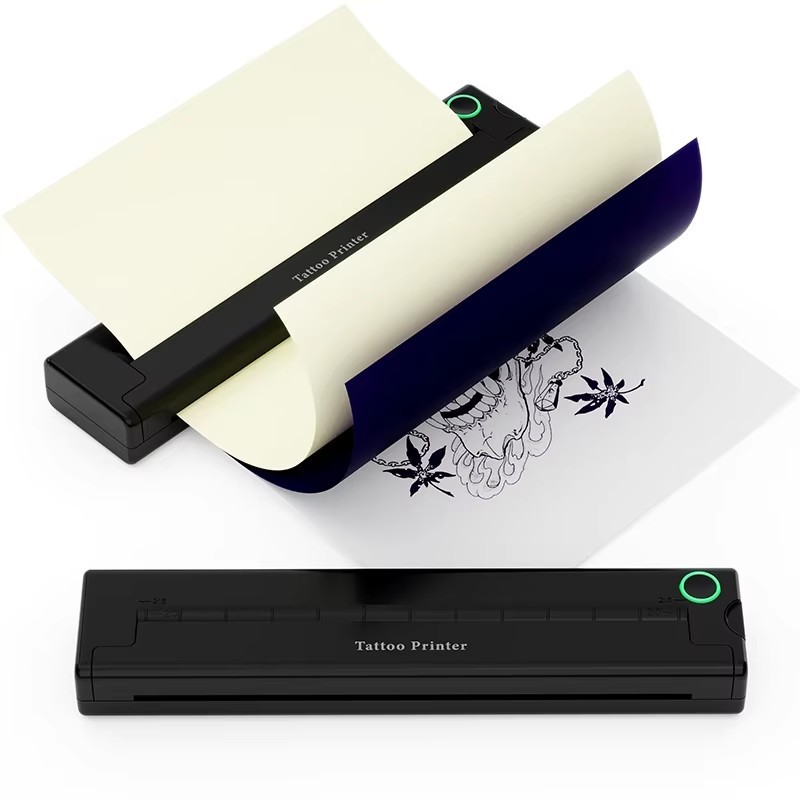 Portable A4 Thermal Tattoo Printer with 10 Tattoo Papers Wireless Bluetooth Tattoo Stencil Printer Supports Phone/iPad/Tablet/PC Printing Suitable for Tattoo Beginners