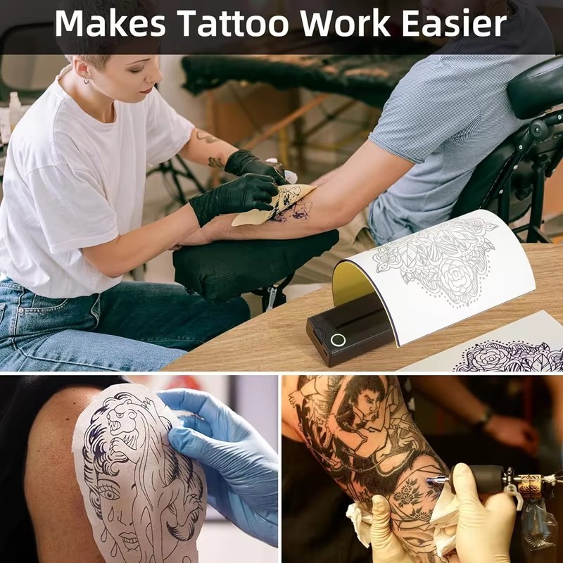 NEKING Tattoo Stencil Printer A46, Wireless Thermal Tattoo Printer with 10 Transfer Papers, Compatible with Android and iOS Phone/Tablet & PC, Tattoo Printers for Tattoo Artists & Beginners (Black)