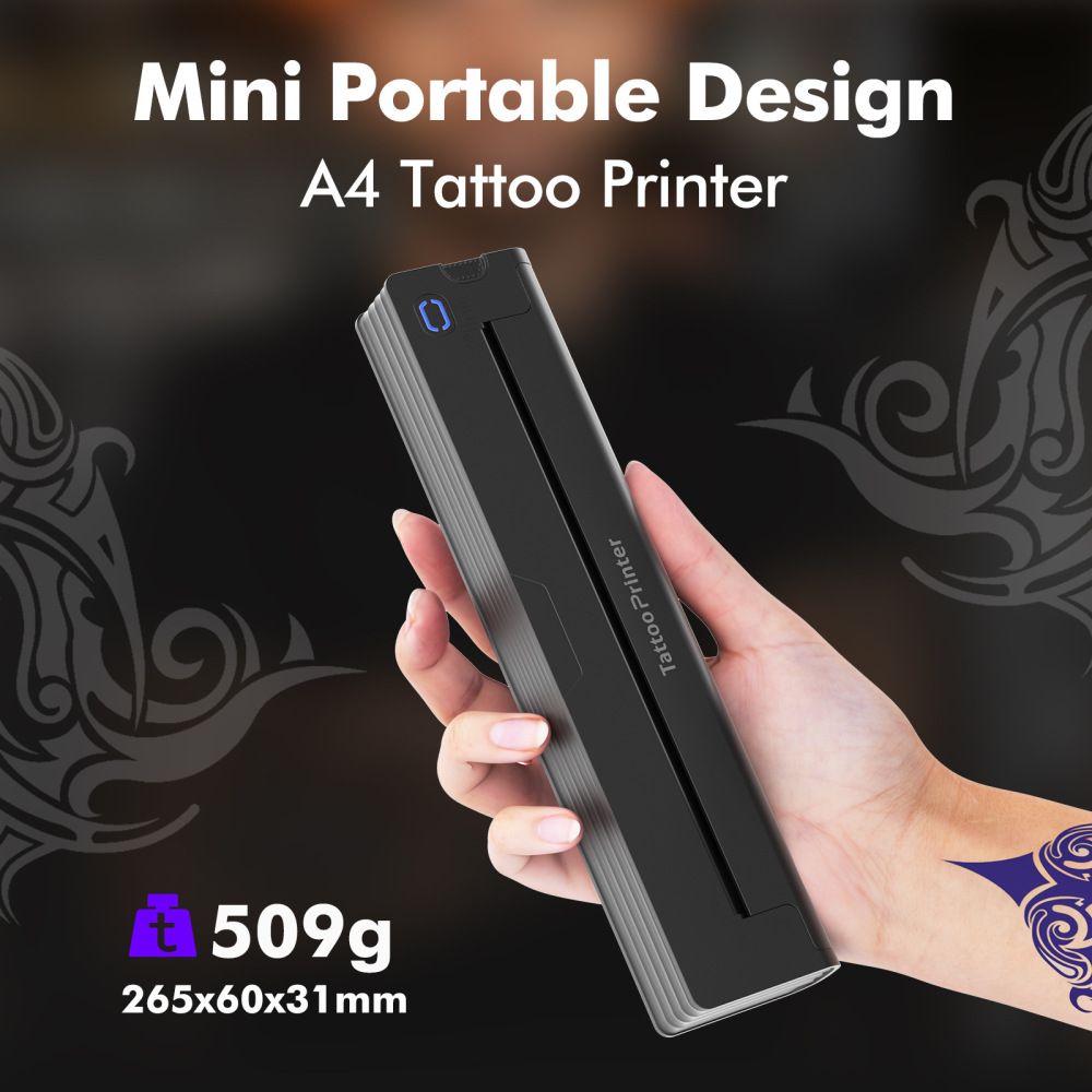 NEKING Tattoo Stencil Printer, A41 Wireless Thermal Tattoo Printer with 10pcs Transfer Paper,Portable Thermal Printer,Compatible with Phone/Tablet/PC, Tattoo Supplies for Tattoo Artists & Beginners