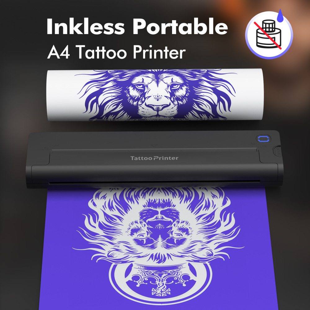 NEKING Tattoo Stencil Printer, A41 Wireless Thermal Tattoo Printer with 10pcs Transfer Paper,Portable Thermal Printer,Compatible with Phone/Tablet/PC, Tattoo Supplies for Tattoo Artists & Beginners