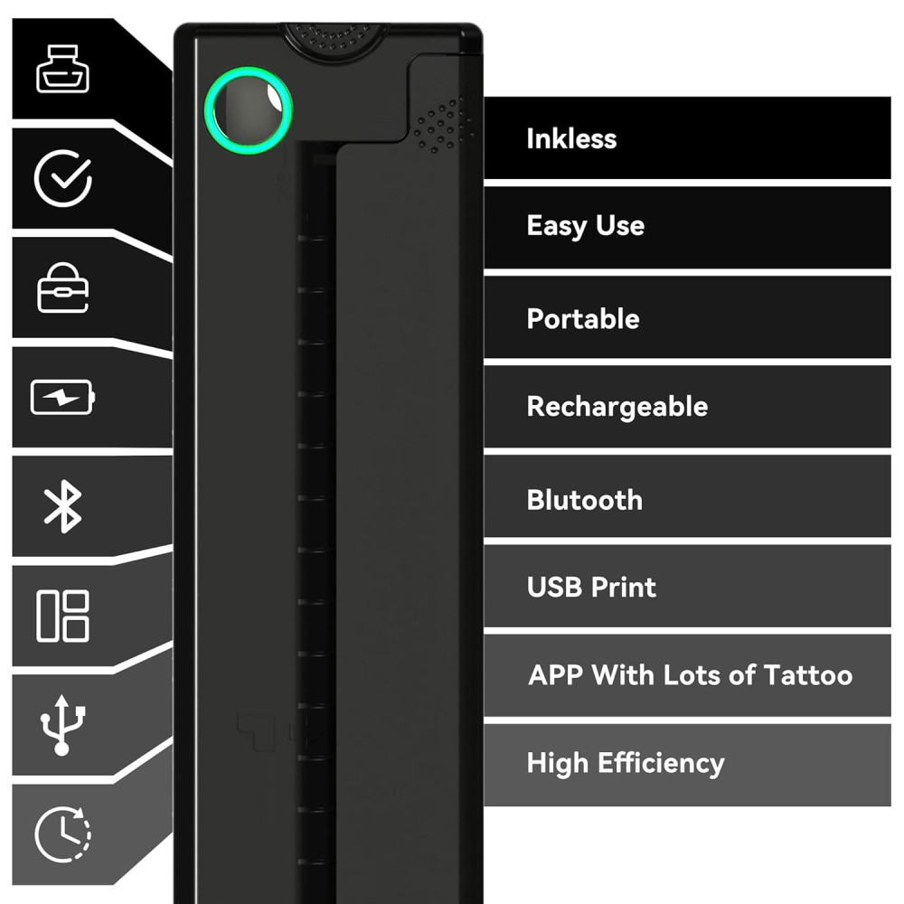 A46 Tattoo Stencil Printer, Wireless Thermal Tattoo Printers with Stencil Paper,Portable Tattoos Printer Compatible with Phone Pad and PC