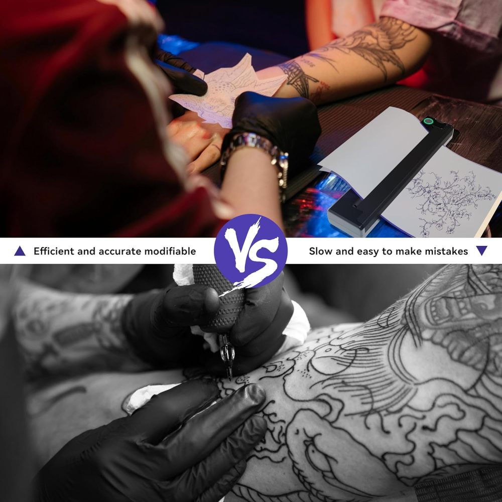 A46 Tattoo Stencil Printer, Wireless Thermal Tattoo Printers with Stencil Paper,Portable Tattoos Printer Compatible with Phone Pad and PC