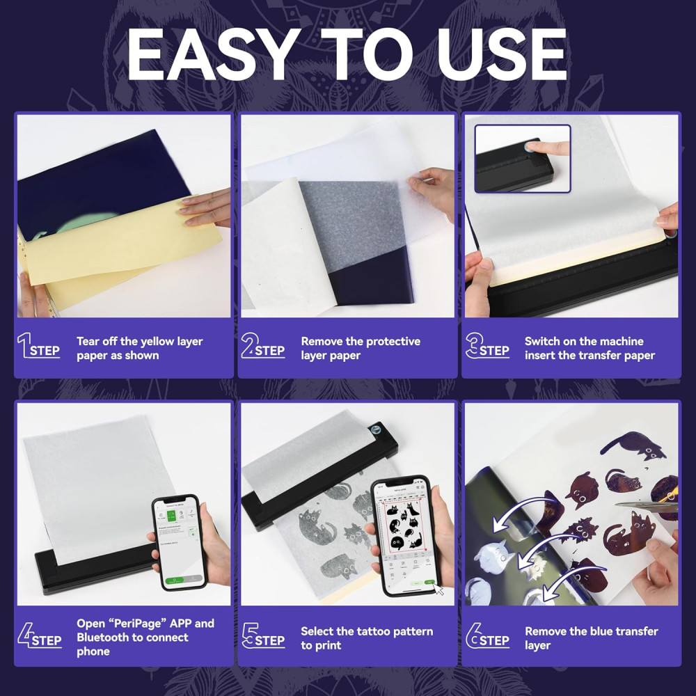 A46 Tattoo Stencil Printer, Wireless Thermal Tattoo Printers with Stencil Paper,Portable Tattoos Printer Compatible with Phone Pad and PC